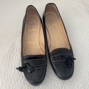 Christian Louboutin black leather tassel loafers